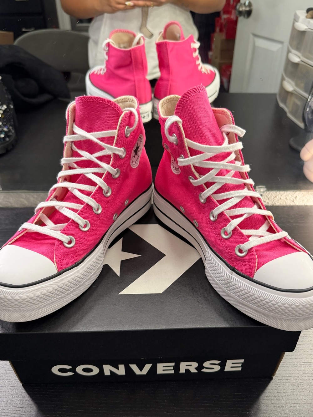 Converse Hot Pink High Top Sneakers